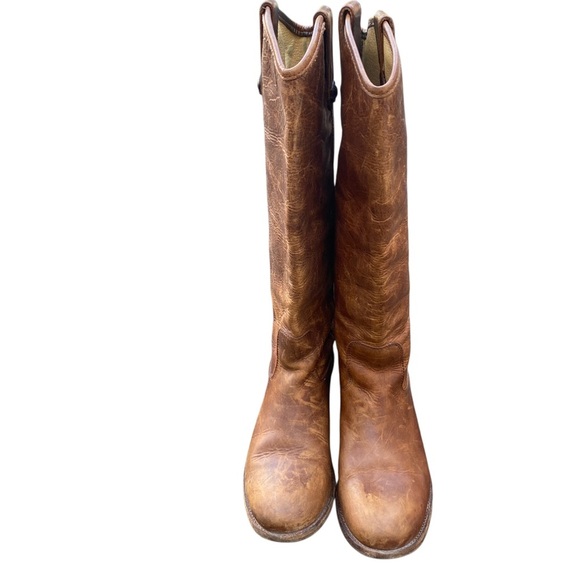 Frye Cognac Distressed Leather Boots size 8 - Picture 2 of 9